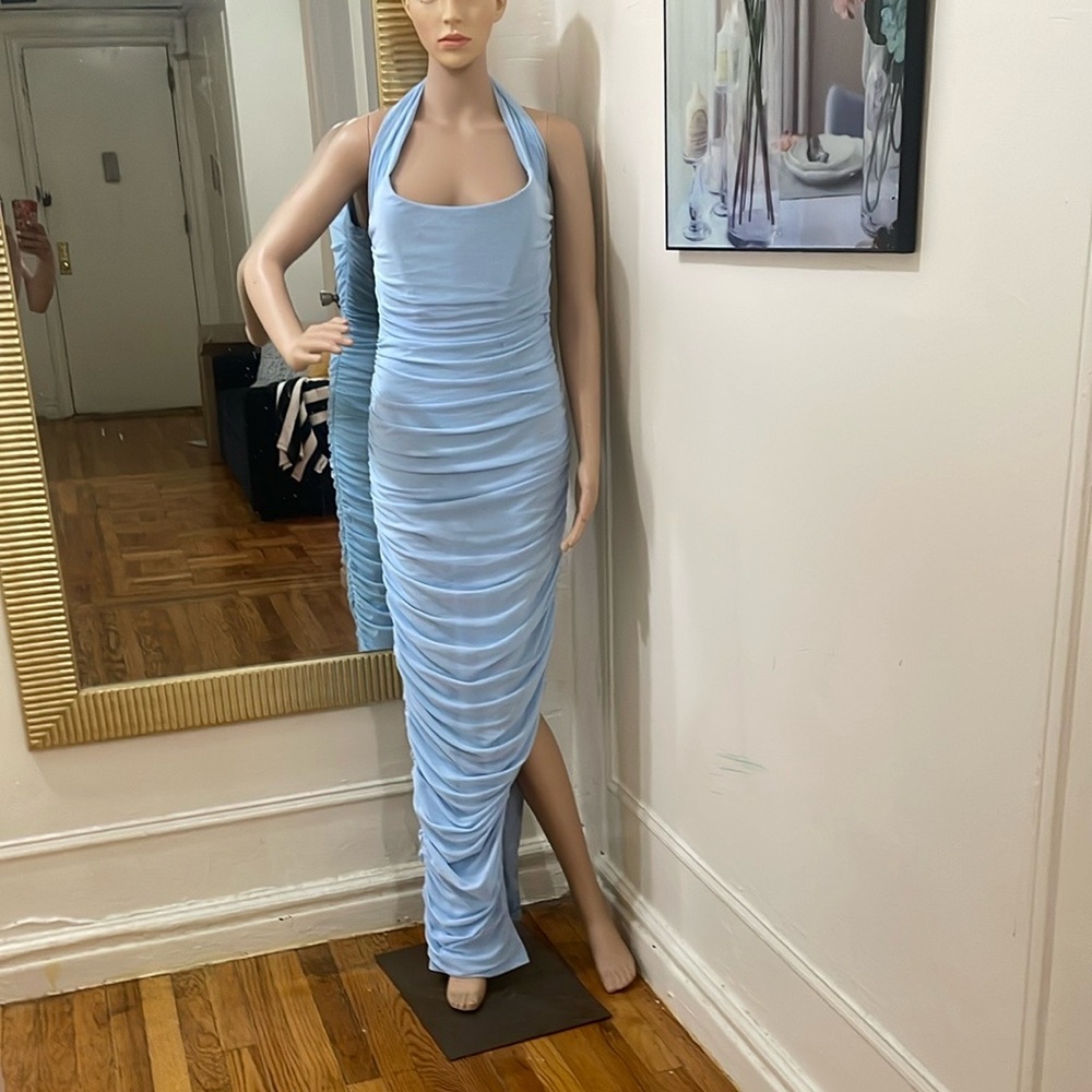 Babyboo Elegant Blue Halter Dress